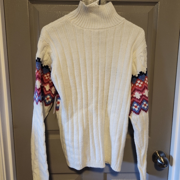 St John's Bay Mock Neck Sweater / Size Medium / Multi Fairisle - Picture 3 of 3